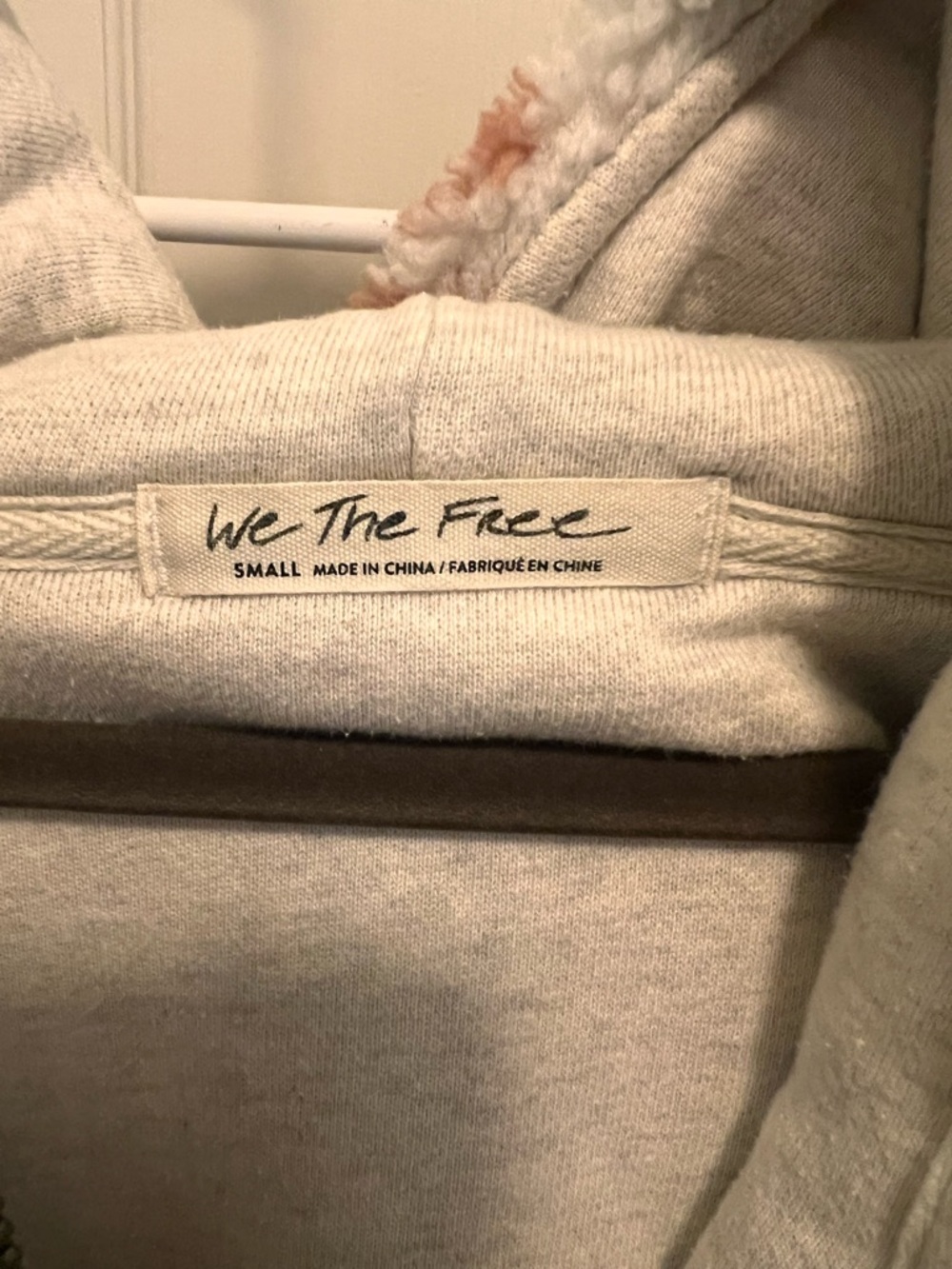 We The Free Floral Sherpa Hooded Jacket in Dusty Rose & Cream - Picture 4 of 4